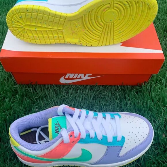 Nike Dunk Low "Easter Multi-Color" - Asymmetrical Pastel Patchwork Sneakers - Picture 4 of 5